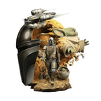 Fans Geek Store Star Wars Mandalorian Fine Art Bust with Grogu and Razor Crest, 41cm polystone collectible