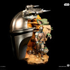 Fans Geek Store Star Wars Mandalorian Fine Art Bust with Grogu and Razor Crest, 41cm, polystone, hand-painted.