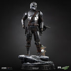 Fans Geek Store Iron Studios 1:4 scale The Mandalorian and Grogu polystone statue on a snowy base.