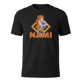 Fans Geek Store black cotton One Piece T-shirt featuring Nami graphic print with short sleeves and crew neck