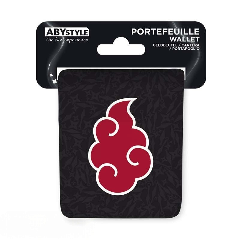 Fans Geek Store Naruto Shippuden Akatsuki vinyl wallet featuring the iconic red cloud symbol on a black background