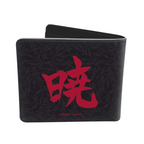 Fans Geek Store Naruto Shippuden Akatsuki bifold wallet in black vinyl with red kanji symbol and shuriken pattern