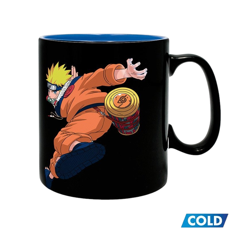Fans Geek Store Naruto Shippuden heat-sensitive ceramic mug featuring Naruto Uzumaki in a black and blue design