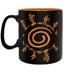 Fans Geek Store Naruto Shippuden ceramic mug featuring the orange Kyubi seal on a black background with orange interior