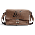 Fans Geek Store brown Naruto Shippuden Konoha Village messenger bag with embossed leaf symbol and metal buckle