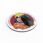 Fans Geek Store round Naruto Ichiraku Ramen mouse pad with a black computer mouse on top