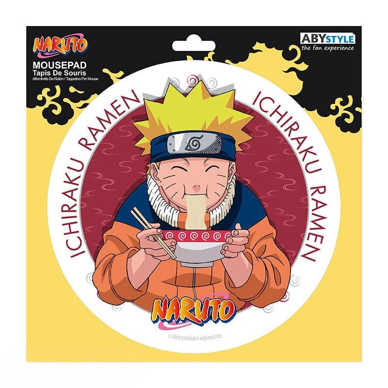 Fans Geek Store round Naruto Ichiraku Ramen mousepad with a woven fabric surface and non-slip base