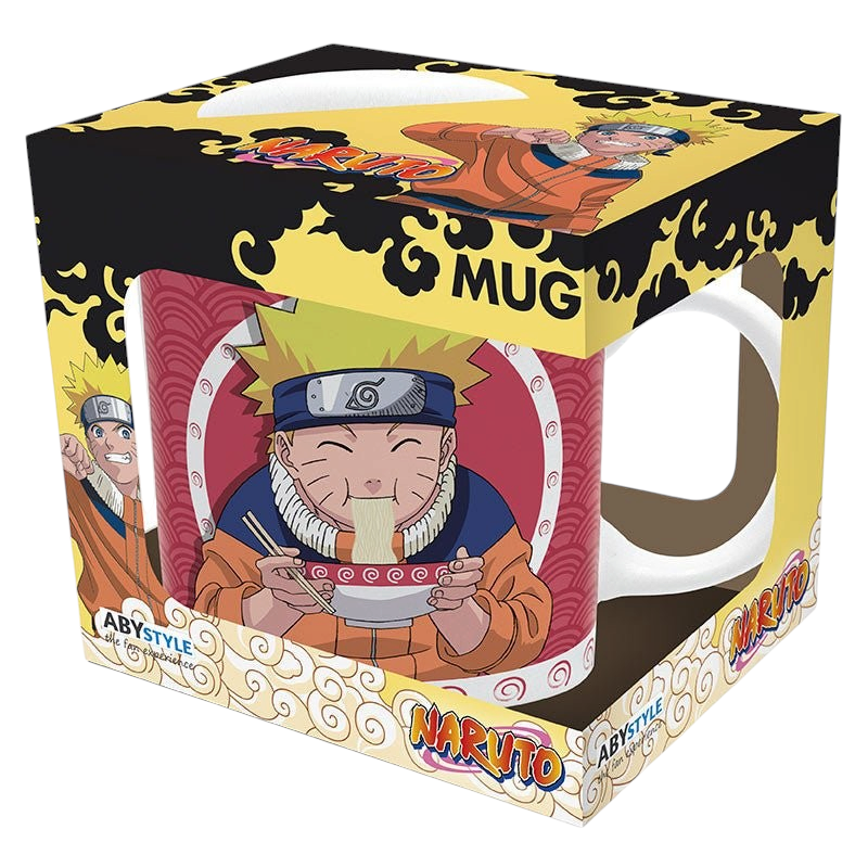 Fans Geek Store Naruto Ichiraku Ramen ceramic mug featuring Naruto Uzumaki eating ramen in a display box