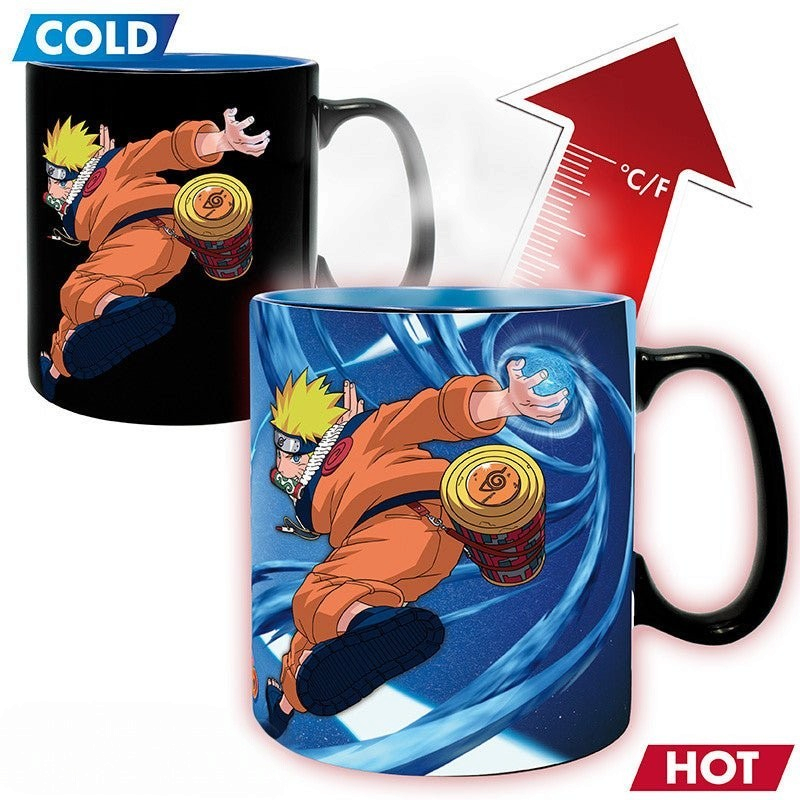 Fans Geek Store Naruto Shippuden heat-sensitive ceramic mug showing Naruto and Sasuke character art when hot