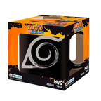 Fans Geek Store Naruto Shippuden ceramic mug featuring the Konoha village emblem and Kyubi seal in a display box