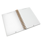 Fans Geek Store Naruto Shippuden A5 spiral notebook open to show lined pages with Konoha leaf symbol branding