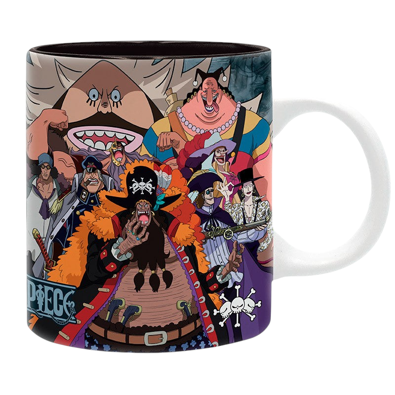 Fans Geek Store One Piece ceramic mug featuring Blackbeard Pirates characters and logo, 320ml capacity