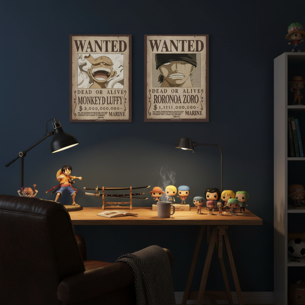 Zestaw plakatów z podobiznami poszukiwanych w stylu chibi One Piece - Luffy i Zoro