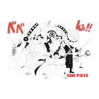 Fans Geek Store white One Piece T-shirt featuring a black and white screen print of the full Straw Hat crew
