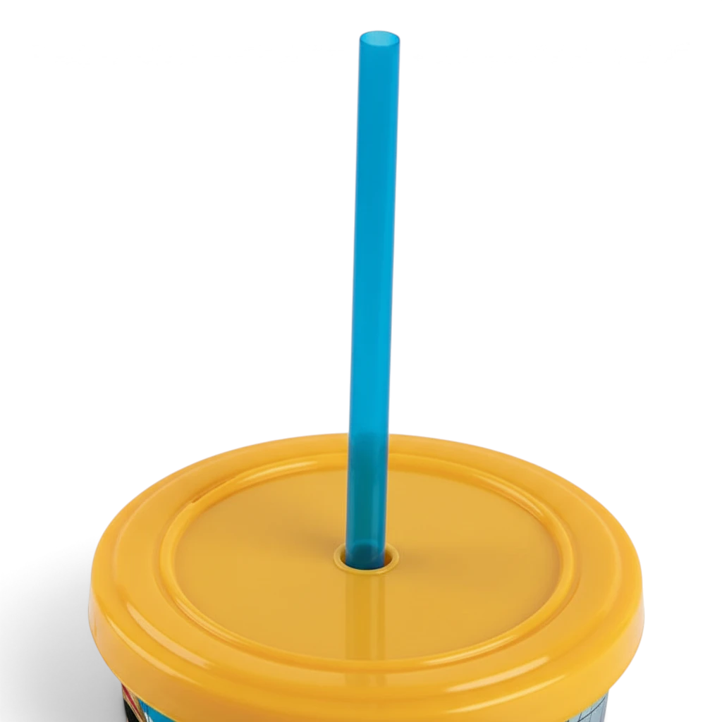 Fans Geek Store One Piece Wano drink cup lid with a bright blue reusable straw on a white background