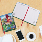 Fans Geek Store One Piece Egghead A5 notebook with hard cover and illustrated interior pages with red ribbon marker