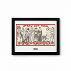 Fans Geek Store framed One Piece Straw Hat Crew poster featuring a sketch-style group illustration in a black frame.