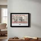 Fans Geek Store framed One Piece Straw Hat Crew poster featuring black and white character art on a grey wall