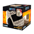 Fans Geek Store One Piece heat-sensitive ceramic mug featuring Monkey D. Luffy wanted poster in display packaging.