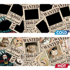 Fans Geek Store One Piece heat-sensitive ceramic mug featuring Straw Hat crew wanted posters revealed by hot liquid