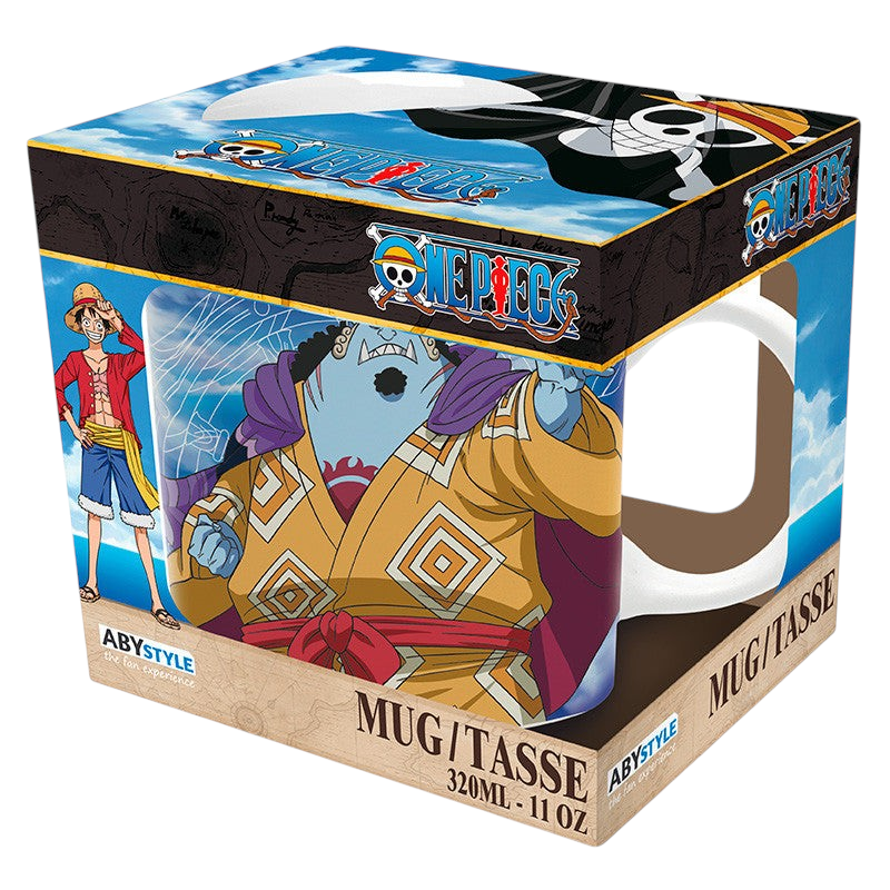 Fans Geek Store One Piece Jinbe ceramic mug in branded display box featuring the character Jinbe