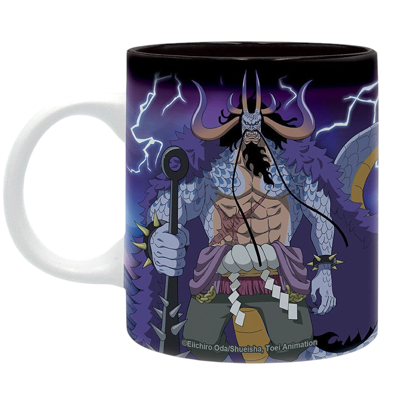 Fans Geek Store ceramic mug featuring Kaidou from One Piece in his Wano arc dragon form with a black interior