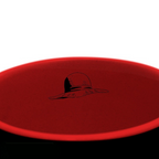 Fans Geek Store One Piece ceramic mug featuring a black exterior and a red interior with a straw hat icon