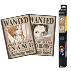 Fans Geek Store One Piece chibi wanted posters featuring Nami and Nico Robin in a set of two laminated prints.