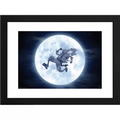 Fans Geek Store framed One Piece poster featuring Luffy as Sun God Nika jumping in front of a large full moon