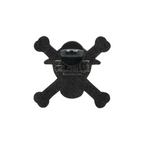 Fans Geek Store One Piece Straw Hat Skull metal pin back view showing the black clutch fastener