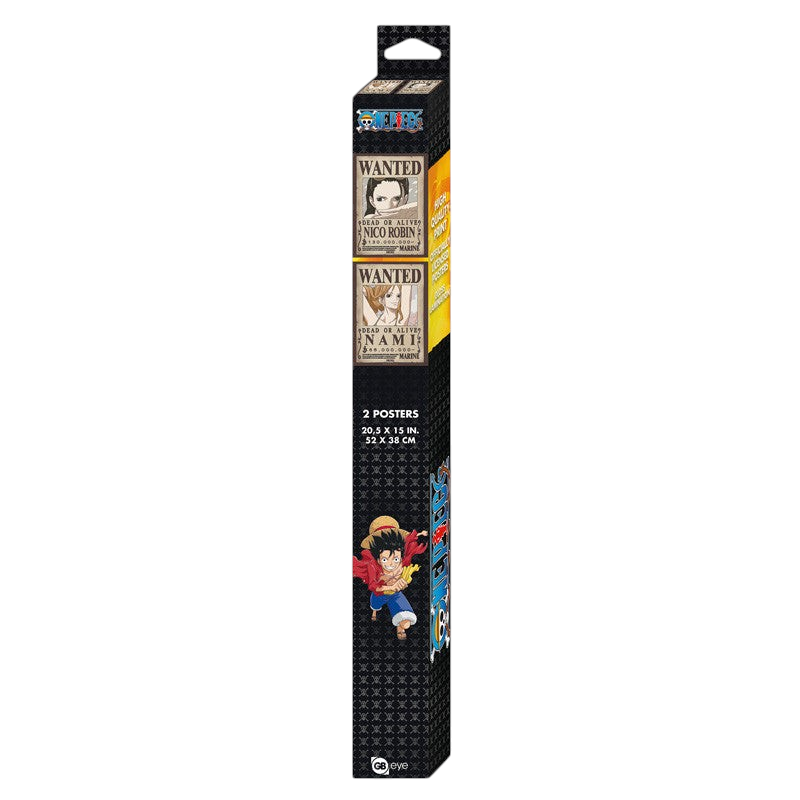 Fans Geek Store One Piece chibi poster set featuring Nico Robin and Nami in their iconic wanted poster style