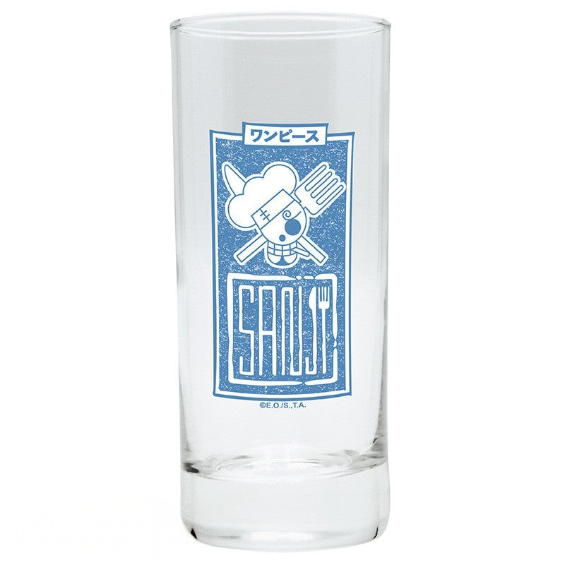 Fans Geek Store One Piece Sanji glass featuring a blue Jolly Roger design and 290 ml capacity