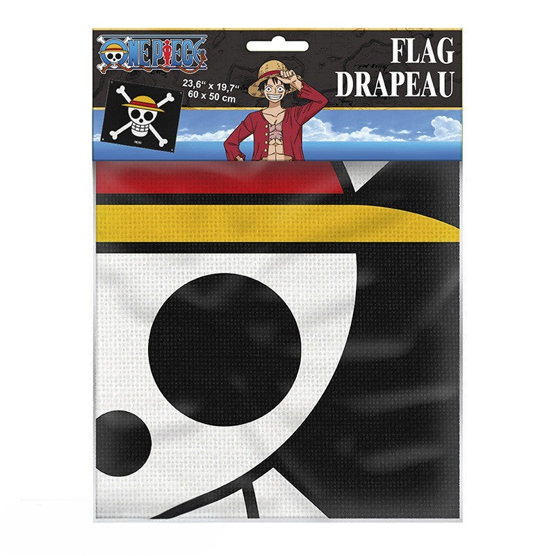 Fans Geek Store One Piece Straw Hat Pirates polyester flag featuring the iconic skull and crossbones logo