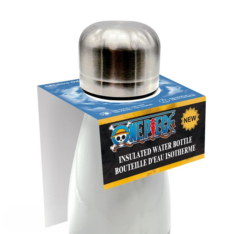 Fans Geek Store One Piece stainless steel insulated water bottle featuring Monkey D. Luffy design