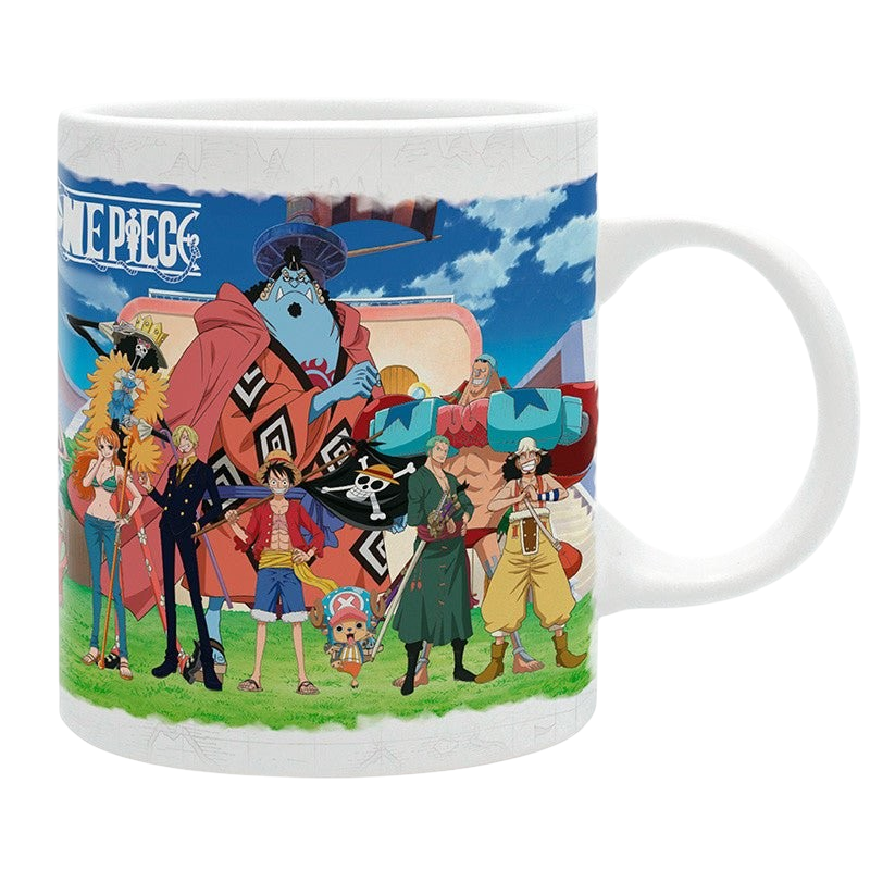 Fans Geek Store One Piece ceramic mug featuring the Straw Hat crew on the Thousand Sunny ship