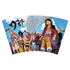 Fans Geek Store One Piece Wano reusable cup featuring Luffy and the Straw Hat Crew on a blue sky background