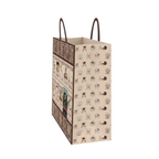 Fans Geek Store One Piece shopping bag featuring Straw Hat Crew Wanted posters and character icons on beige material