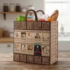 Fans Geek Store One Piece shopping bag featuring Straw Hat Crew Wanted posters on brown polypropylene material