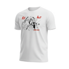 Fans Geek Store white cotton T-shirt featuring a black and red One Piece Straw Hat crew graphic print
