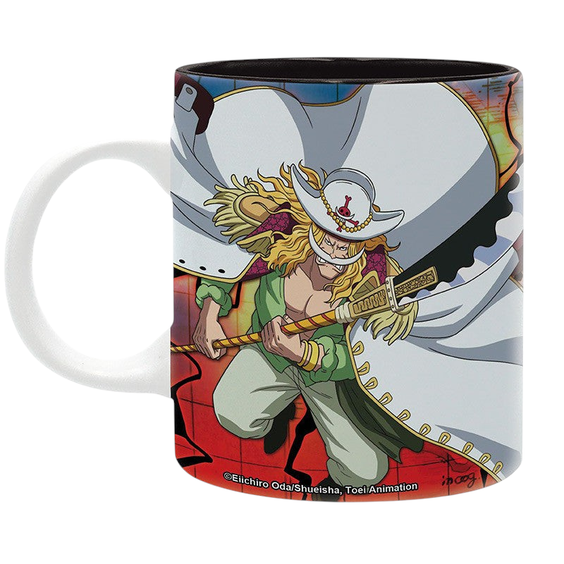 Fans Geek Store ceramic One Piece mug featuring Whitebeard in a dynamic battle pose with his signature weapon
