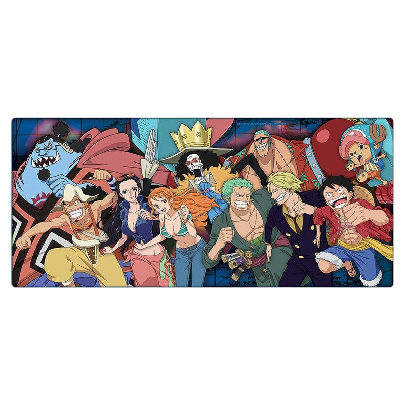 Fans Geek Store XXL One Piece mousepad featuring the full Straw Hat Crew with non-slip rubber base and stitched edges