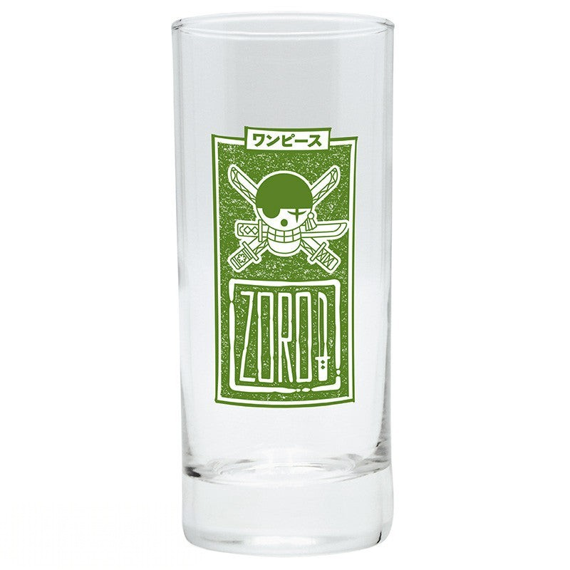 Fans Geek Store One Piece glass featuring Zoro Jolly Roger in green print, 290ml capacity