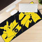 Fans Geek Store XXL Pikachu gaming mouse pad with yellow and black design, anti-slip base, and stitched edges.