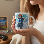 Fans Geek Store ceramic mug featuring Ash Ketchum from Pokémon with an I Choose You design held by a woman