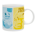 Fans Geek Store ceramic mug featuring Squirtle and Pikachu illustrations with Kanto Pokedex numbers