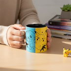Fans Geek Store ceramic mug featuring Pikachu and Quaxly from Pokémon Scarlet & Violet on a desk