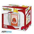 Fans Geek Store Pokémon mug featuring Pikachu, Charmander, and a unique 3D Pokéball handle in original packaging.