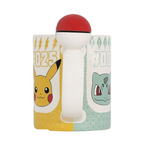 Fans Geek Store ceramic mug featuring Pikachu and Bulbasaur with a unique 3D red and white Pokéball handle