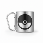Fans Geek Store stainless steel Pokemon Pokeball mug with a carabiner handle for travel