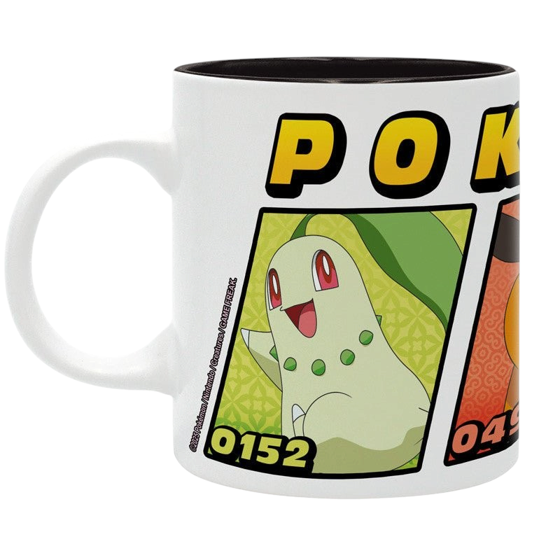 Fans Geek Store ceramic mug featuring Chikorita from Pokémon Legends: Z-A with a black interior and handle